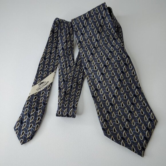Longchamp Paris Silk Blue Necktie Made in Italy - Picture 2 of 8